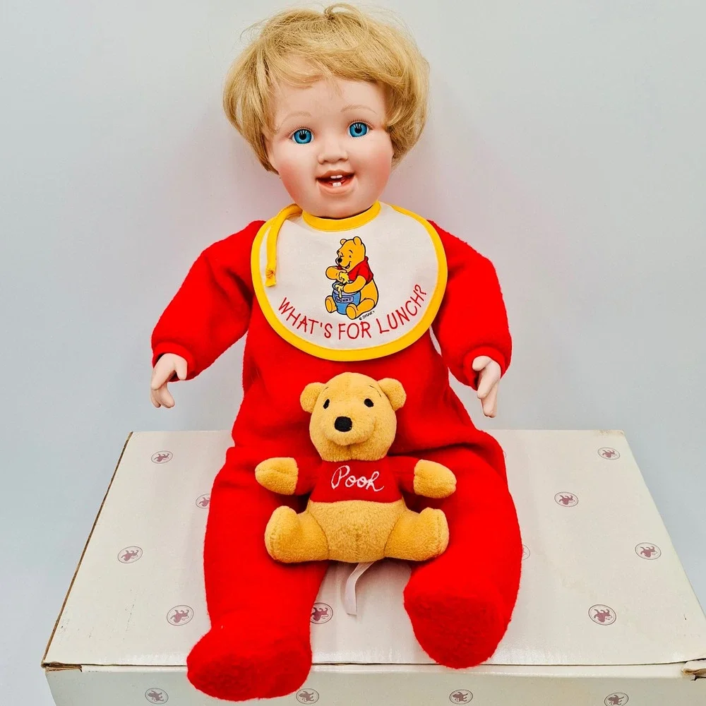 Ashton-Drake What's For Lunch Pooh Porcelain Doll Cindy McClure Disney COA Box